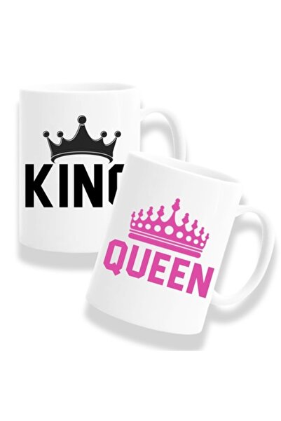 OEM Set 2 căni personalizate pentru cupluri cu mesaj: „Rege, Regină”, Model 1...