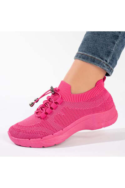 Modlet.ro Pantofi sport roz închis pentru femei cu șireturi elastice MOD11170