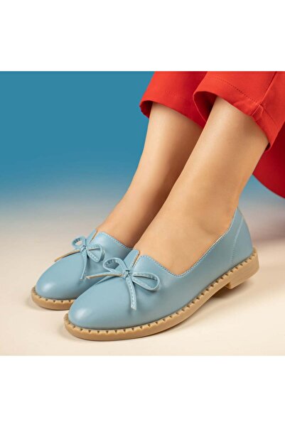 Modlet.ro Women's blue ballet flats with bow MOD13099