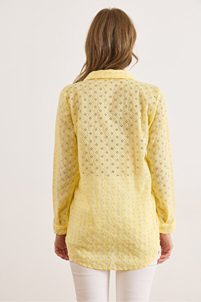 Olalook Kadın Açık Sarı Regular Fit Fisto Gömlek GML-19001332
