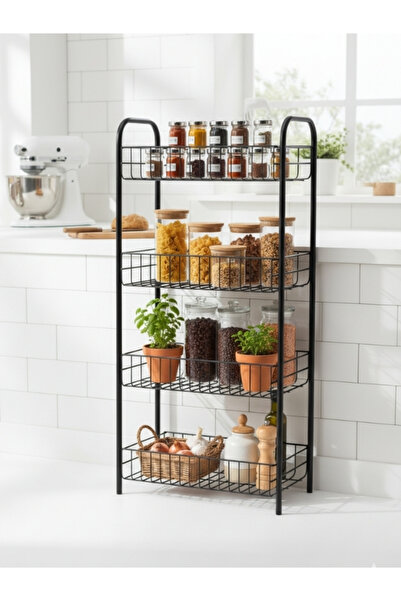 Emkatex 4 Katlı Çok Amaçlı Metal Raf, Mutfak Raf, Banyo Raf, Düzenleyici 80x4...