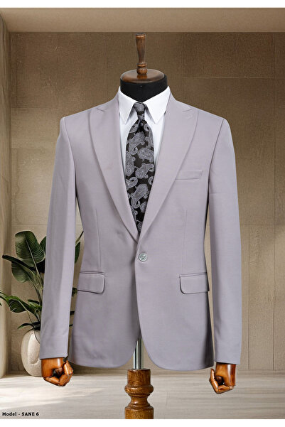 Sergio Menswear Gray Italian Style Slim Fit Men's Blazer Jacket