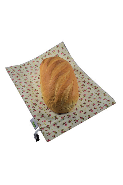 VeraGreen Bag, padded bag for bread 2-3 kg, made of fabric, with drawstring and stopper, flowers, size L