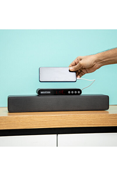 KRYPTON Portable Wireless Sound Bar with Bluetooth, USB/AUX Input, Deep Bass, Mobile Holder, Clear Audio
