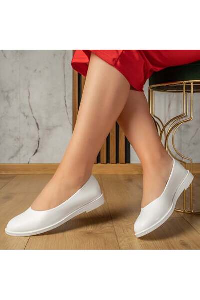 Modlet.ro Balerini albi cu talpă joasă pentru femei MOD11011