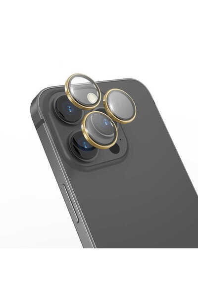 WIWU iPhone 16 Pro Max Uyumlu Lens Guard Metal Kamera Lens Koruyucu Gold