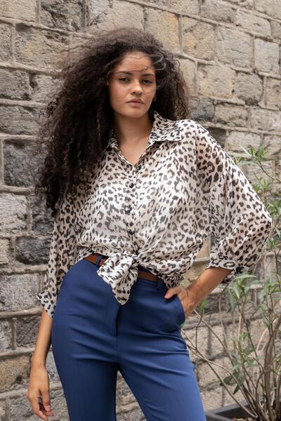 Jument Women's Collared Off-Shoulder Loose Shirt-Beige Glitter