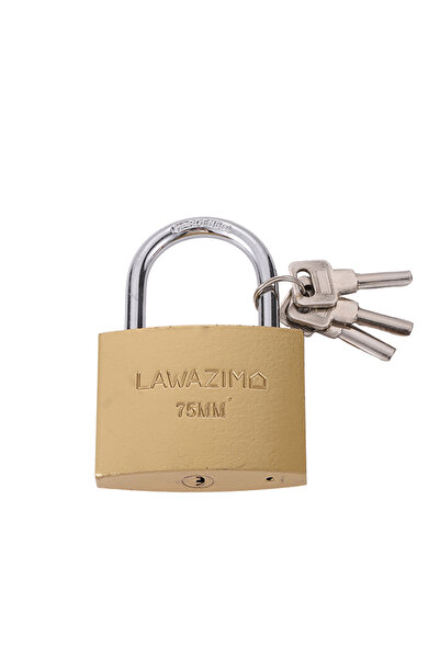 Lawazim قفل نحاسي بثلاثة مفاتيح - قفل عالي التحمل مقاس 75 مم للبوابات والأبوا...