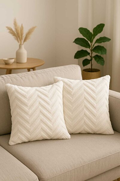 KIZILELMADA غطاء وسادة أبيض مكون من قطعتين من هوم – ذو ملمس ناعم، أنيق ومريح