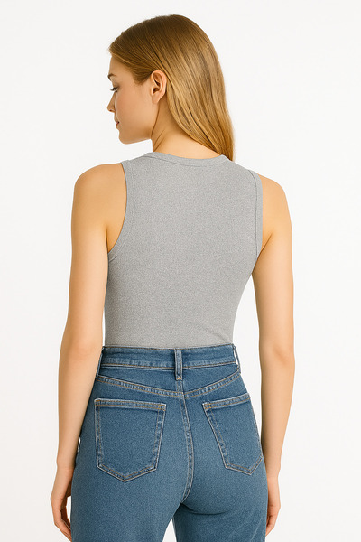 KHAB PREMİUM Thick Strap Ribbed Basic Women's Tank Top