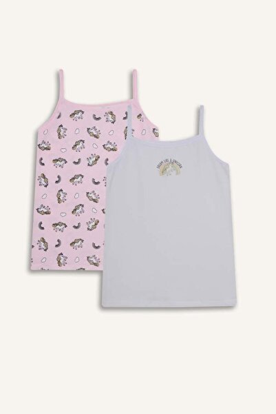 DeFacto Girl's Patterned 2-Piece Undershirt (25 Au)