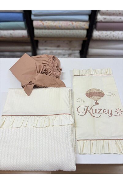 GAYE EV TEKSTİLİ طقم بيكيه أطفال مطرز ومعتمد من القطن بنسبة 100%