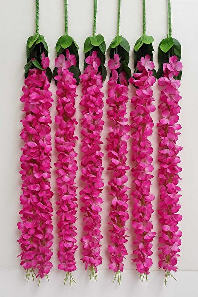 Generic مجموعة من 6 قطع من "إكليل زهور وردية اصطناعية - ديكور معلق لحفلات الز...