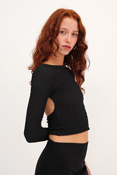 Addax Sırt Dekolteli Dokulu Bluz B0574