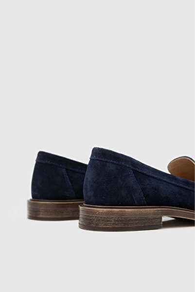 Lara Lofi lacivert rengi hakiki süet deri kadın loafer ayakkabı 7701
