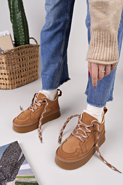 moda sara Taba Süet Kürklü Kadın Bot