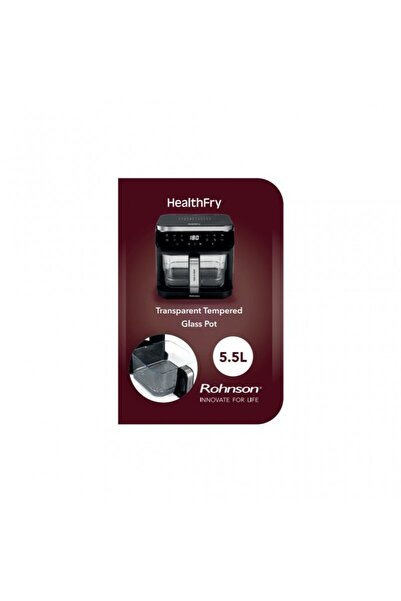 ROHNSON Friteuză cu aer R-2890, sticlă și oțel, HealthFry, 5,5 l, 1400 W, panou tactil LED, 12 programe presetate