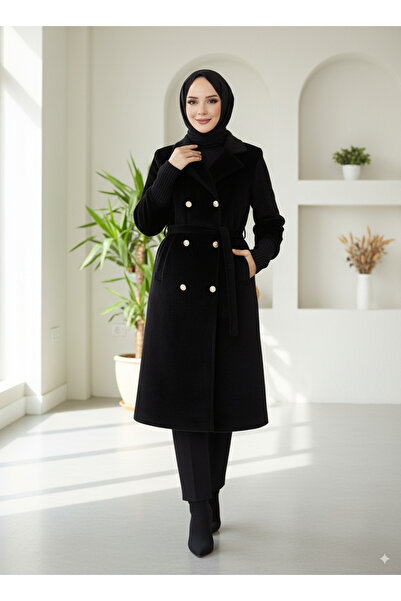 lavrisa Παλτό από ύφασμα φοκάς με δέσιμο στη μέση