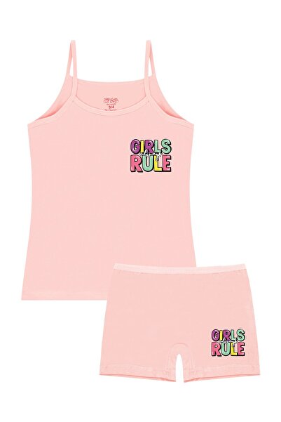 Öts Κοριτσίστικο μπλουζάκι Boxer ελαστικό ύφασμα Salmon Girls Rule (96% βαμβάκι - 4% ελαστάνη)