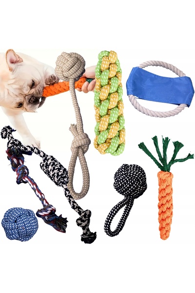 zola Set 8 jucarii pentru animale de companie, interactive, bumbac, PE, multi...