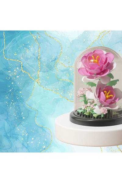 Innovium ™ Sakura Rose Construction Set – 150 ABS Pieces, Display Dome & Base, 8.5×8.5×10.6 cm
