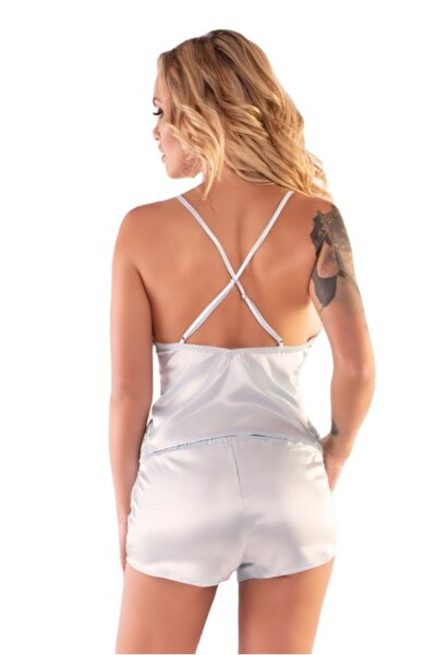 LivCo Corsetti Fashion - Set de pijamale din satin cu eleganță și confort pentru nopți relaxante! Argintiu S-M