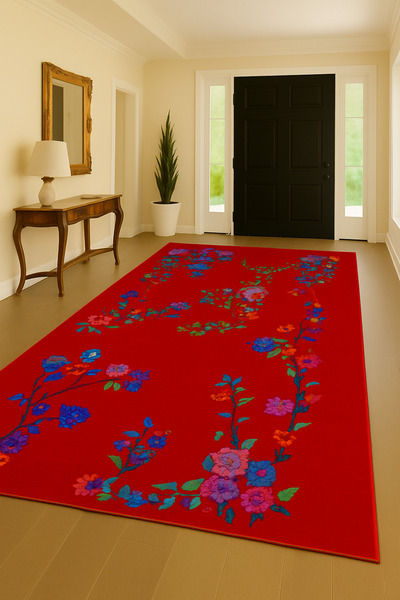 Rugs Modern Halı Διακοσμητικό χαλί με θέμα το κόκκινο λουλούδι MOSSO mosso760