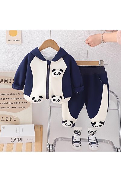nannie Blue Panda Bear Kids Tracksuit - 9-12 months