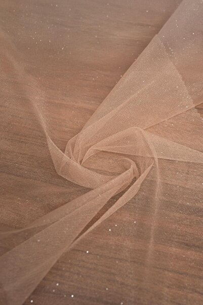 Kumaş Deposu Țesătură de culoare maro deschis din tul cu sclipici victorian