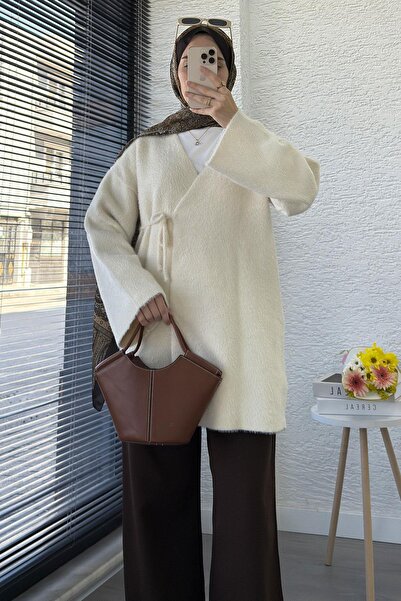 MELEK ARAZ Anvelop Tie-Up Soft Knitwear Kimono – Ecru