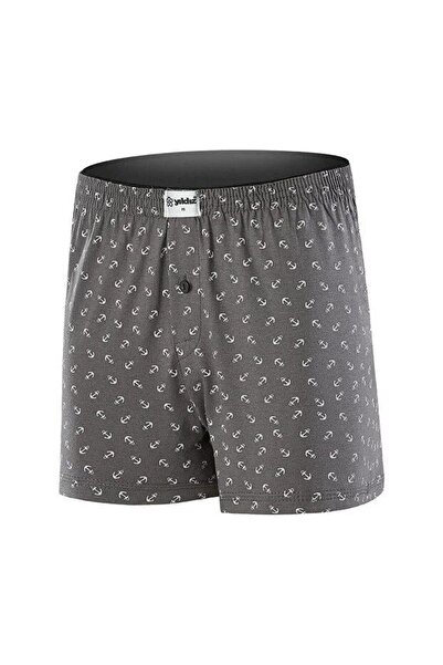 YILDIZ 43 Men's Anchor Pattern Combed Cotton Towel Waist Comfortable Buttoned Boxer