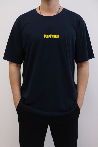 MODA تي شيرت رخيص الثمن مطبوع عليه رواية Pulp Fiction برقبة دائرية باللون الأ...