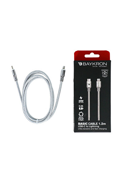 baykron كابل شحن ومزامنة مضفر من USB-C إلى Lightning بطول 1.2 متر