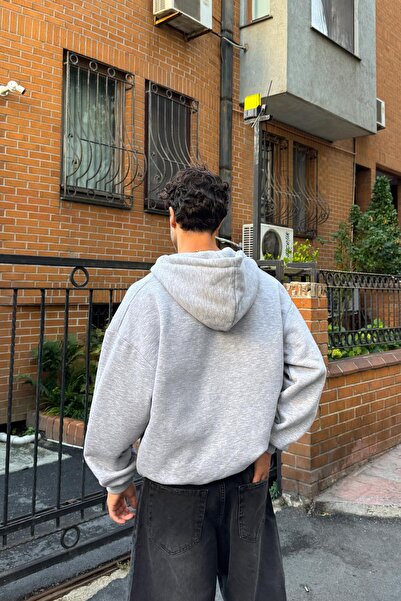 Flaw Wear Flaw Embroidered Zip Hoodie Gray Melange