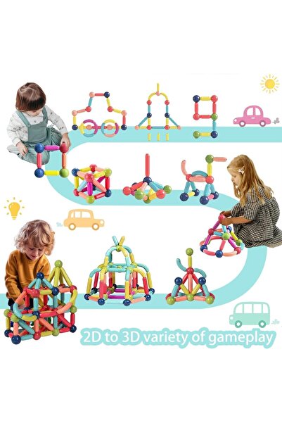 GGEROU Magnetic Balls and Rods Set, Educational Magnet Building Sticks Blocks 3D Puzzle Toy for Kids