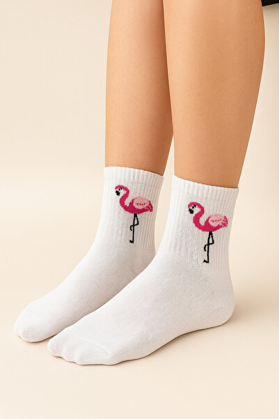 shefox 6 чифта дамски чорапи от памук и ликра с фламинго мотив