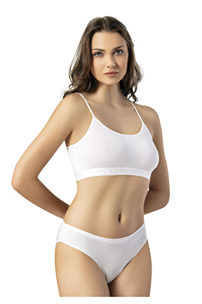Selkar Global Women's Plain Padded Detail-Cotton Bustier with String Straps White 6-Piece - White - Selkrkoe-6U31K2-Be