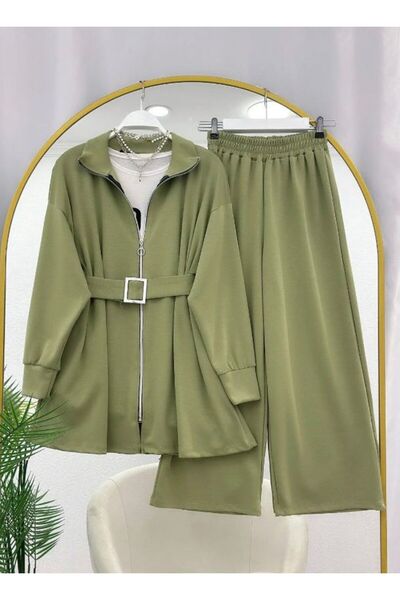 modasindoma Costum din două piese cu curea plisată pentru femei