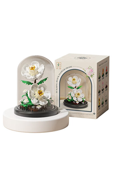 Innovium ™ White Lotus Construction Set – 150 ABS Pieces, Display Dome & Base, 8.5×8.5×10.6 cm