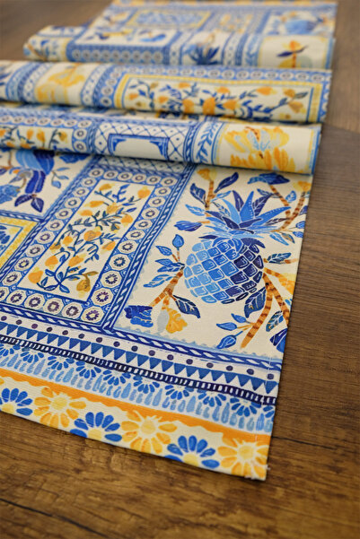 aymira home 40X140Cm Woven Stain Resistant Printed Thai Feather Fabric Table Cloth Decorative Runner Washable