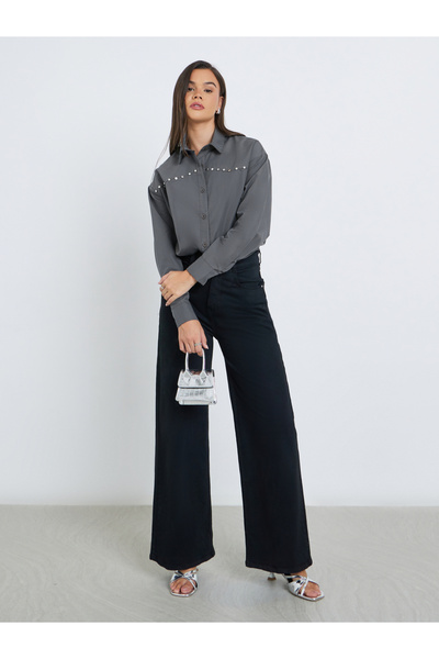 Styli Studded Spread Collar Buttoned Shirt