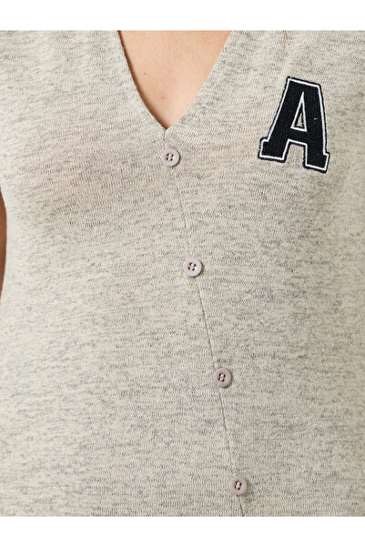 Styli Melange Embroidered Button Through Nightshirt Dress