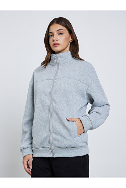 Take Two By Styli Solid Drop Shoulder Zipper Hoodie