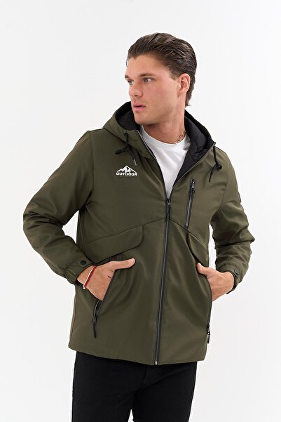 SİVAİST Men's Green Outdoor Water-Repellent Hooded Jacket – Windproof, Lightweight, and Durable