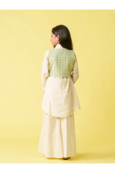 Maithili By Styli Sequin Detail Long Sleeve Kurta, Pants and Jacket Set