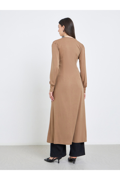 Take Two By Styli Khaki Waist Tie Wrap Midi Dress