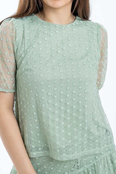 mica Lace Detail Polka Dot Top