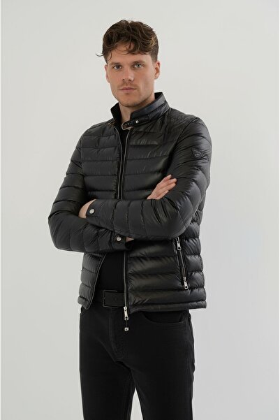 SİVAİST Jachetă și palton din piele pentru bărbați, neagră, slim fit, cu blană groasă în interior, hidrofugă