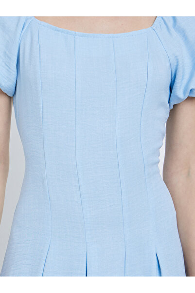 Take Two By Styli Solid Puff Sleeve Pleated Maxi Dress