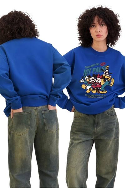 ArtYus سويت شيرت بياقة دائرية مطبوعة بأكمام طويلة للجنسين من ميكي ميني